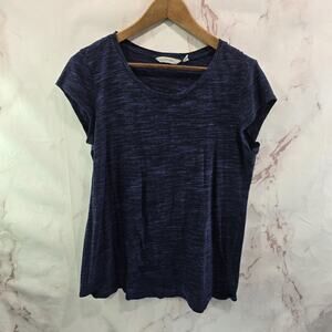 Athleta T Shirt Womens Small Navy Blue Heathered Spacedye Short Sleeve Modal